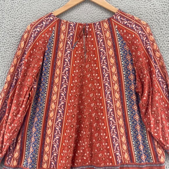 J Jill Top Womens 2X Plus Brown Multi Floral Paisley Long Raglan Sleeve Tunic - Picture 4 of 10